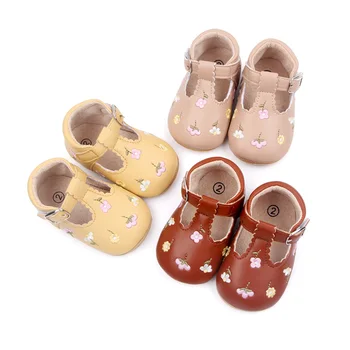 אמא&baby 0-18M התינוק הנולד בנות נעלי עור PU תינוק הראשון ווקר Floarl רקמה הנסיכה נעליים D06