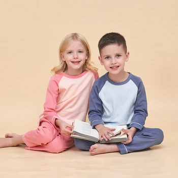 2023 בנים בנות פיג 'מה מגדיר קצר/שרוול ארוך לילדים פיג' מות חולצות + מכנסיים שני חלקים Pijama ורוד כחול Loungewear 2 עד 12 שנים