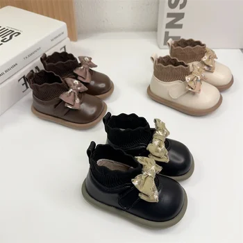 תינוק נעלי הליכה סתיו חורף של ילדים רכים הבלעדי גרביים, מגפי טיסה לארוג בנות פנאי הנסיכה מגפיים 0-1-3 שנים