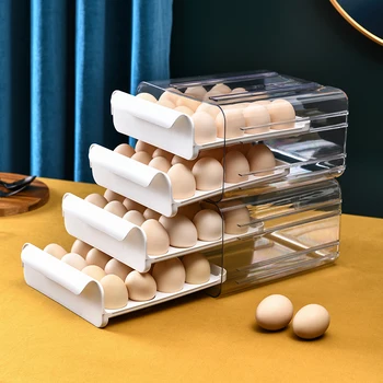 GIANXI מגירה ביצים תיבת אחסון שקופה כפול שכבות ביצה מיוחד ארגונית מטבח משקל המקרר קופסאות אחסון