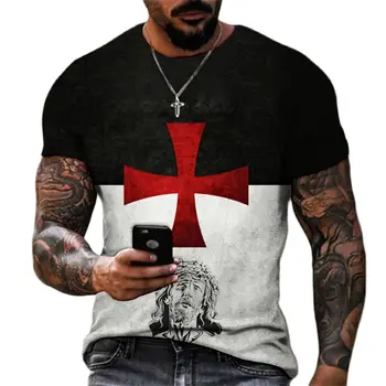 2023 חדש קיץ חולצת הטריקו של הגברים 3D הדפסה בתוספת גודל צוואר עגול שרוול קצר בציר אלוהים יבש מהירה העליון