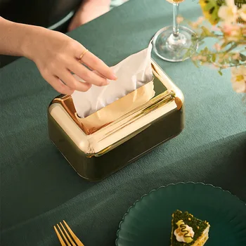 קופסאות מארגן תיק תיבת יוקרה בעל אחסון קישוט שולחן המטבח הזהב נייר טישו מחזיק מפיות טישו