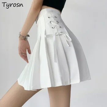 חצאיות נשים מתוק אופנה התחבושת קו פנאי פשוטה כל-התאמה סתיו סטודנטים לעיצוב יומי אביזרי סגנון קוריאני גבוהה המותניים