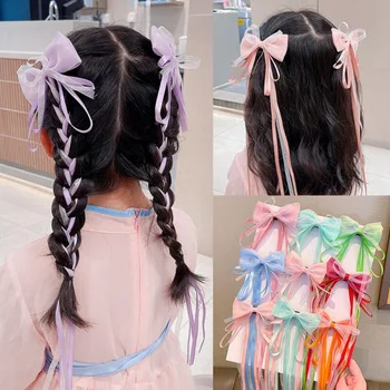 2Pcs קוריאנית מתוק קשתות שיער קליפים עבור בנות אביזרים לתינוקות הקיץ צד קלוע רשת סיכות סיכות סרטים לשיער