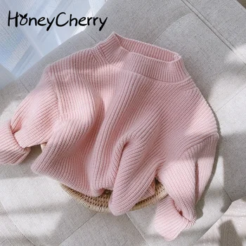 HoneyCherry בחורה חדשה ממתקים צבע רופף מזדמן סוודר חמוד נוח טהור צבע הסוודר.