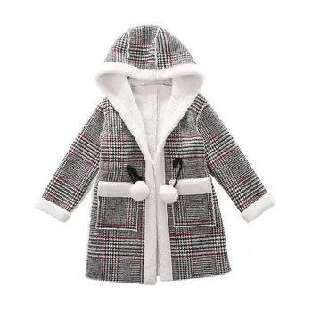 MODX החורף בנות שעיר המעיל עיצוב אופנה מעיל ארוך לילדים בנות הלבשה עליונה תבנית רשת חורף חם מעיל מעילים 4-12T