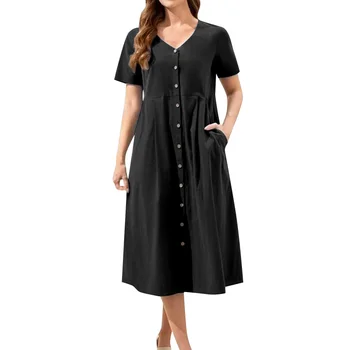 ZXRYXGS 2023 חדש בסגנון קלאסי מזג Elegent נשים שמלת קיץ ביגוד רופף קצר עם שרוולים של נשים להתלבש