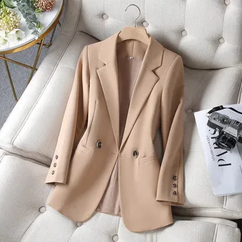 נשים מעיל וינטג 'מחורצים צווארון כיס 2022 סתיו אופנה משרד בלייזרס כפול עם חזה נשי מזדמן ז' קטים, חליפות המעיל